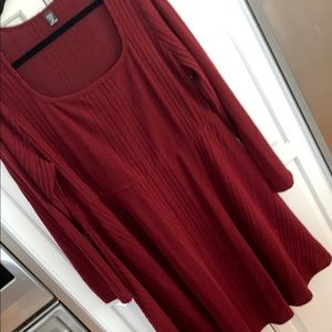 SHEIN burgundy Red Long Sleeve Dress. Size 3XL